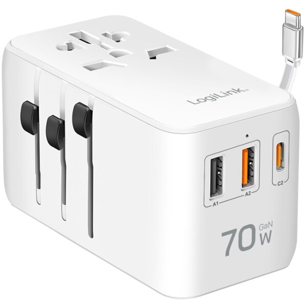 LogiLink Universal-Reiseadapter (EU AUS US UK), 70 Watt