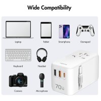 LogiLink Universal-Reiseadapter (EU AUS US UK), 70 Watt