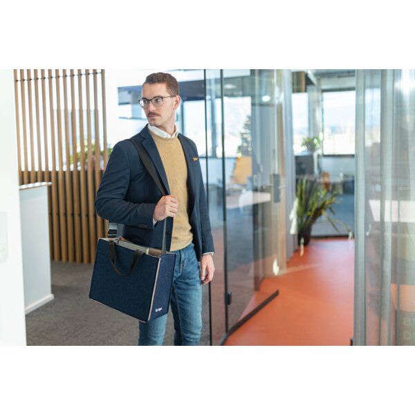sigel Sacoche en feutre Desk Sharing Bag Bicolor M, bleu