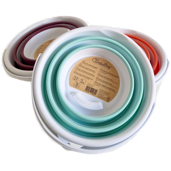 Linden Berg Seau, pliable, rond, 10 litres, pétrole/blanc