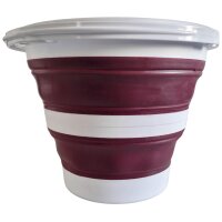Linden Berg Eimer, faltbar, rund, 10 Liter, bordeaux weiss
