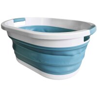 Linden Berg Corbeille à linge, pliable, bleu/blanc