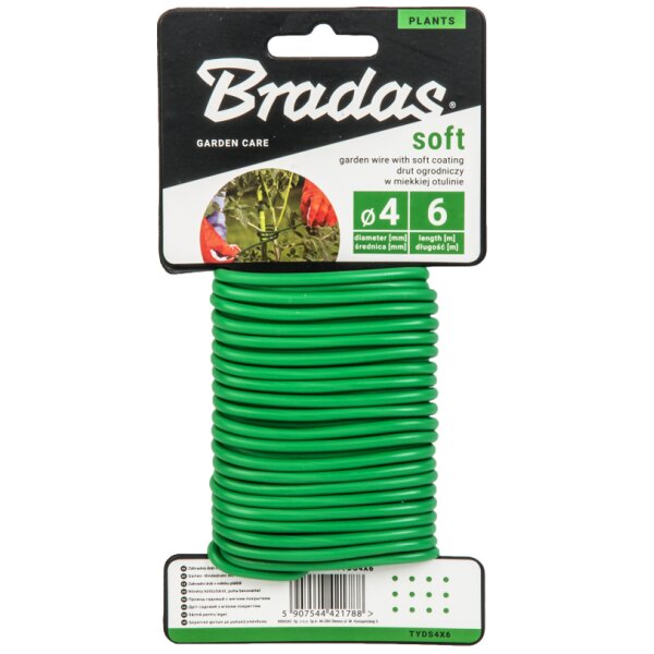 Bradas Fil de fer SOFT avec revêtement PVC, 5 mm x 4 m, vert