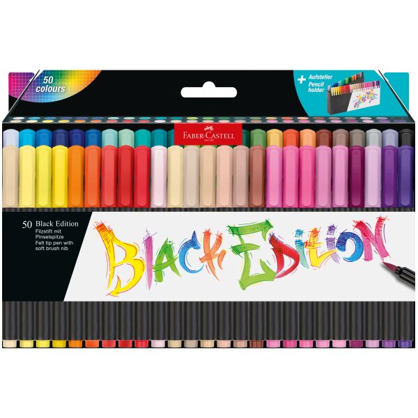 FABER-CASTELL Stylos fibre Black Edition 116454 50 pi&egrave;ces