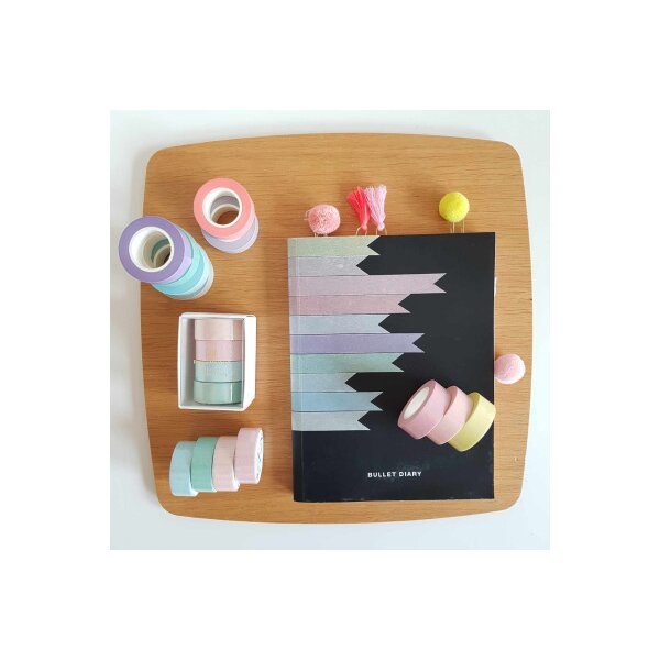 RICO DESIGN Washi Tape Set 15mmx5m 99001.21.28 glitter pastel 4 rouleaux