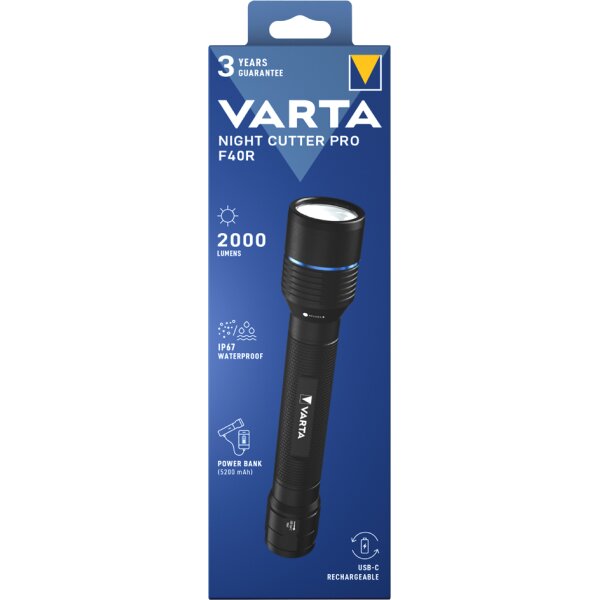 VARTA Premium-Taschenlampe "NIGHT CUTTER PRO F40R", schwarz