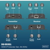 DIGITUS 4K HDMI IP Extender Set, Full HD, 120 200 m