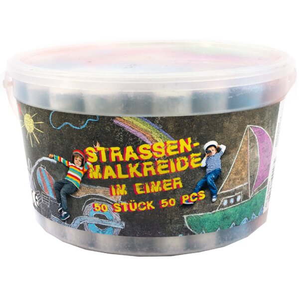 JAMASIA Strassenmalkreide mit Glitzer, 50er Kunststoffeimer