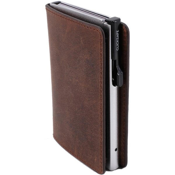 CLICKSAFE Geldbörse SLIM mit Kartenetui, Nappaleder, schwarz