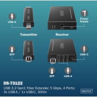 DIGITUS Extenseur USB 3.2 Gen1, 4 ports, fibre, 20 km