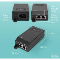 DIGITUS Gigabit Ethernet PoE+ Injektor, 802.3at, 30 W