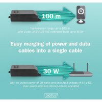 DIGITUS Injecteur Gigabit Ethernet PoE +, 802.3at, 30 W