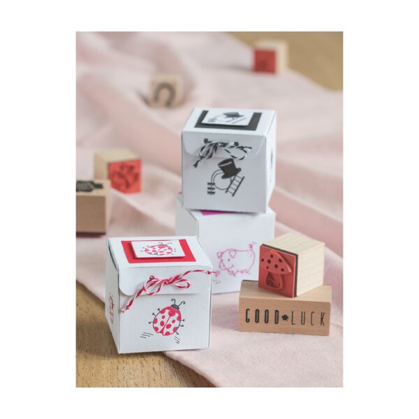 HEYDA Motivstempel-Set "Gl&uuml;ck", in Klarsicht-Box