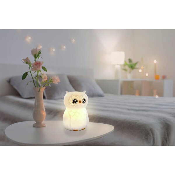 ANSMANN Veilleuse en silicone Hibou Finn, blanc