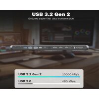 DIGITUS Docking Station, USB-C, 12-Port, grau schwarz