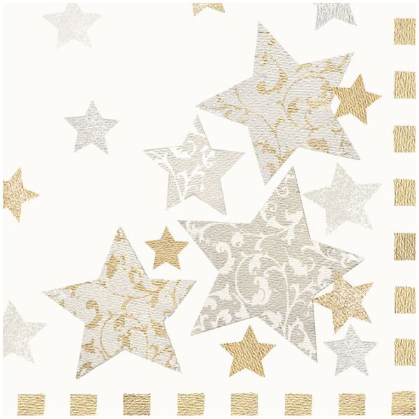 PAPSTAR Serviette &agrave; motif de No&euml;l Stardust, cr&egrave;me
