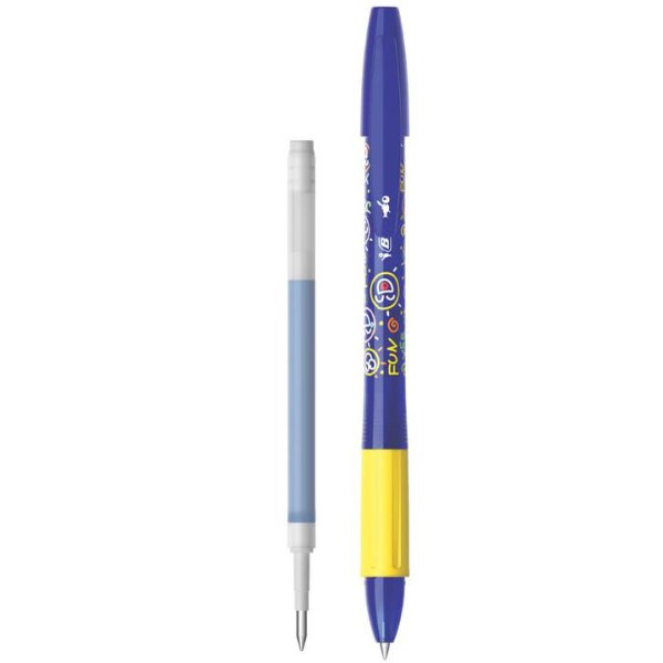 BIC Gelschreiber Illusion, blau gelb, 2er Set + 3 x Refill