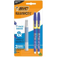 BIC Gelschreiber Illusion, blau gelb, 2er Set + 3 x Refill