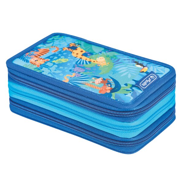 herlitz &Eacute;tui scolaire triple Jungle Safari, 31 pi&egrave;ces