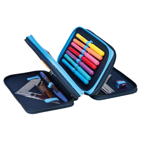 herlitz Étui scolaire triple Cosmic Explorer, 31 pièces