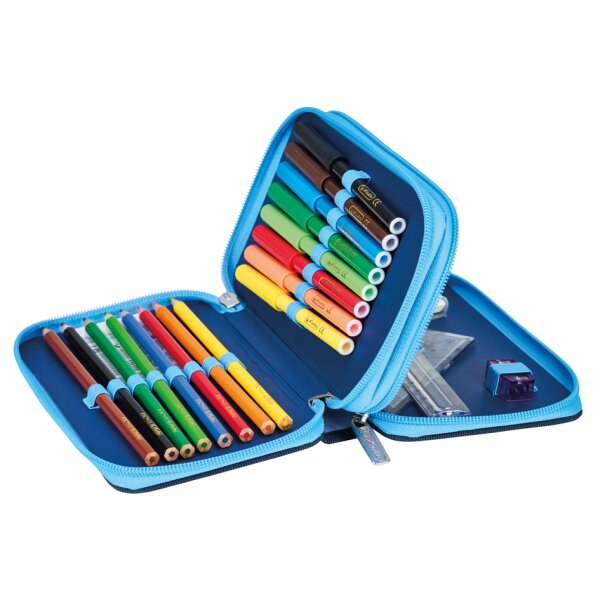 herlitz Étui scolaire double Cosmic Explorer, 23 pièces