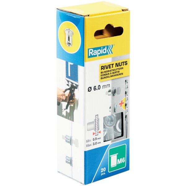 Rapid Blindnietmuttern M4, aus Stahl, in Schachtel