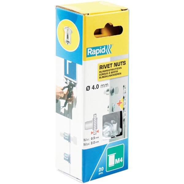 Rapid Blindnietmuttern M8, aus Stahl, in Schachtel