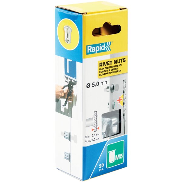 Rapid Blindnietmuttern M6, aus Stahl, in Schachtel