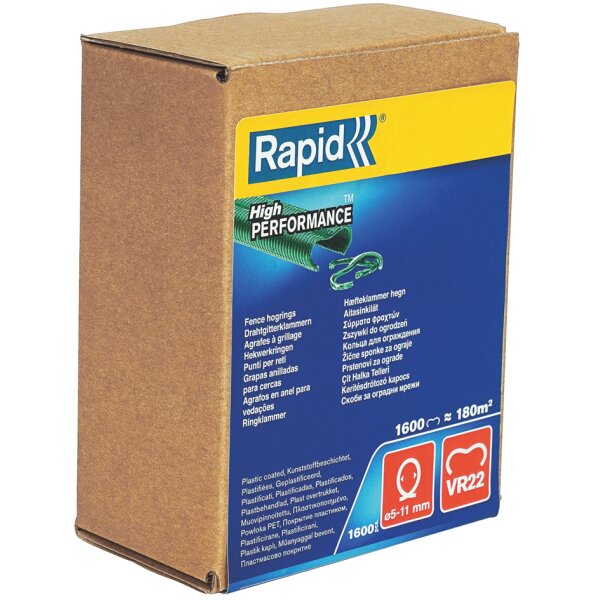 Rapid Zaun-Ringklammern VR22, Kunststoffüberzug, schwarz