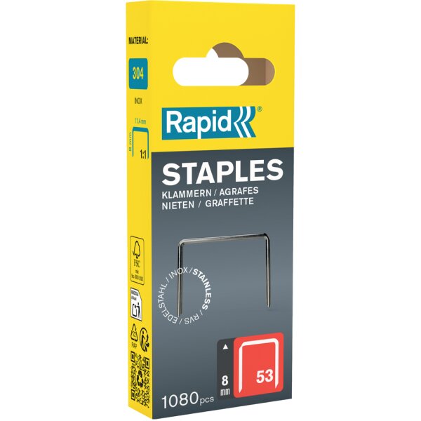 Rapid Agrafe fil fin no. 53, 12 mm, petit paquet