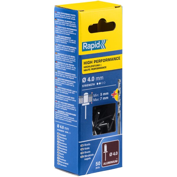 Rapid Rivet aveugle universel, 4,0 x 14 mm, en aluminium
