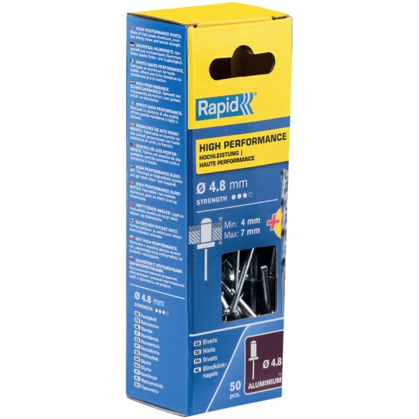 Rapid Rivet aveugle universel, 4,0 x 14 mm, en aluminium