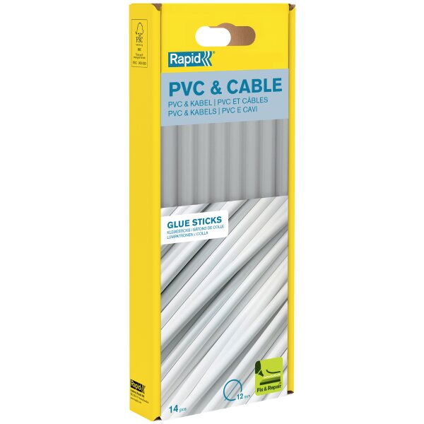 Rapid Klebepatrone PVC & Kabel, 12 mm Durchmesser, kurz