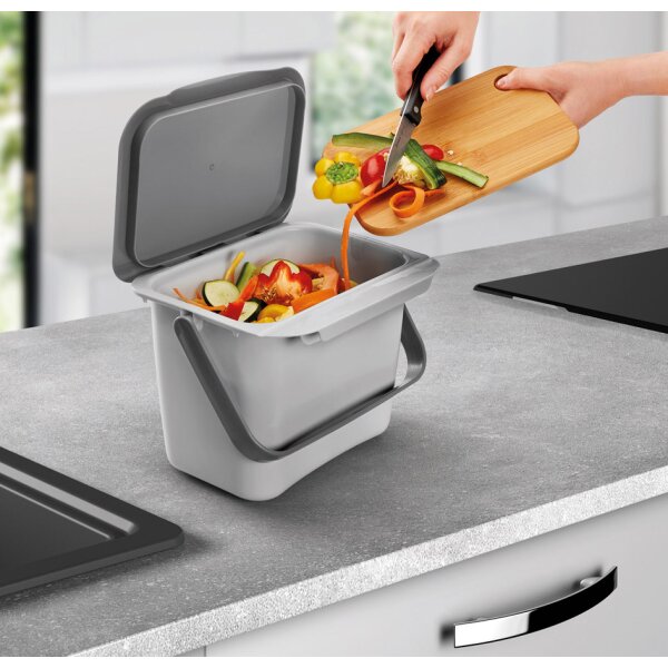 metaltex Poubelle bio Bintex, avec couvercle, gris