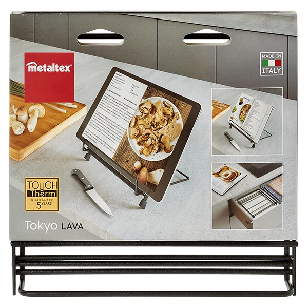 metaltex Support pour livre de recettes Tokyo LAVA, noir mat