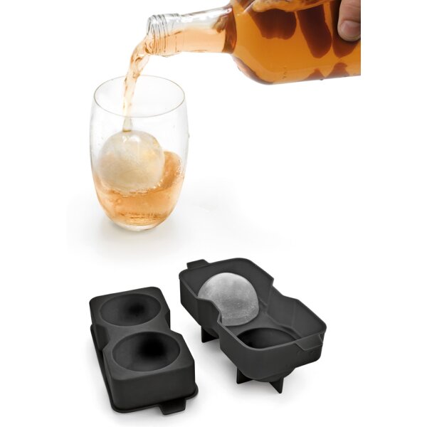 metaltex Bac à glaçons, en silicone, pour 4 glaçons, noir
