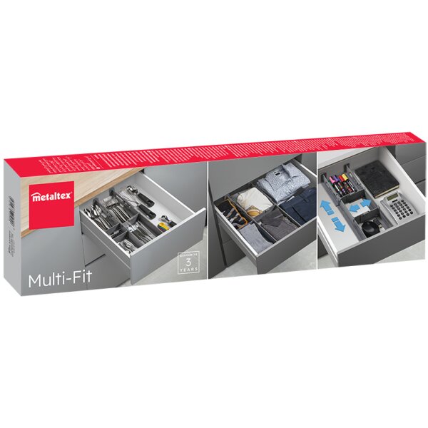 metaltex Organiseur de tiroir Multi-Fit, ABS, gris