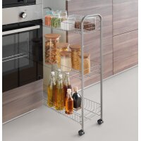 metaltex Allzweckwagen Slim DELUXE, 3 Etagen, silbermetallic