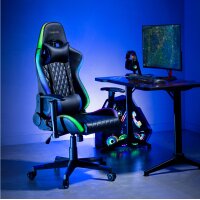 LogiLink Fauteuil pour jeux vidéo, avec lumière RVB, noir