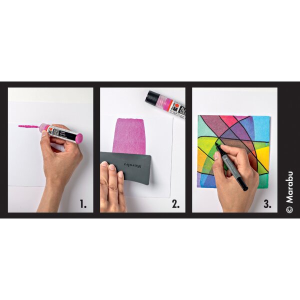 Marabu Kit acrylique Acryl Color Squeegee Art Power