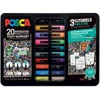 POSCA Pigmentmarker "DOODLE ART", 20er Metallbox