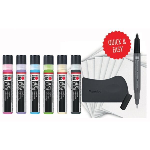 Marabu Kit acrylique Acryl Color Squeegee Art Pastel