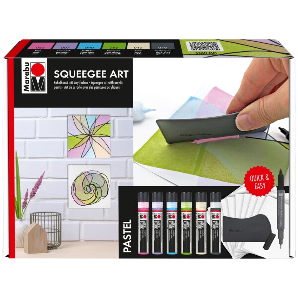 Marabu Kit acrylique Acryl Color Squeegee Art Pastel