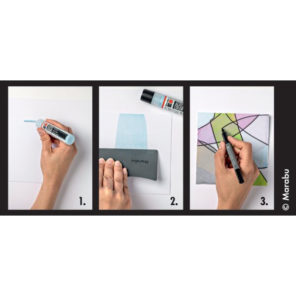 Marabu Kit acrylique Acryl Color Squeegee Art Pastel