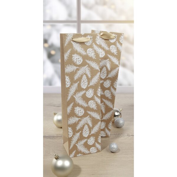sigel Sac cadeau pour bouteille Pine cones and pine branches