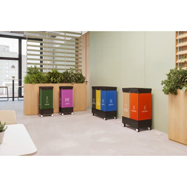 PAPERFLOW Rollsockel für 3 Wertstoffsammelboxen, weiss