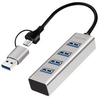 LogiLink USB 3.0 Hub, 4 Port, 4x USB-A, silber