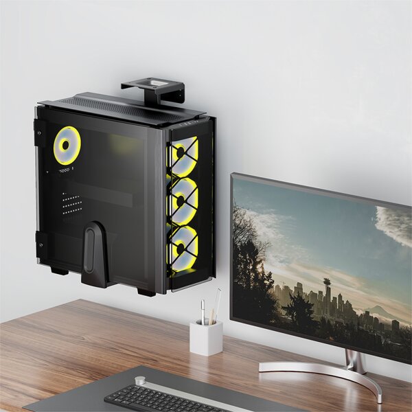 LogiLink PC-Halter, zur Untertisch- Wandmontage, schwarz