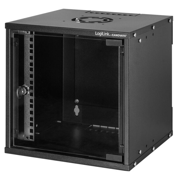 LogiLink 10" Wandgehäuse SoHo, montiert, 9 HE, schwarz