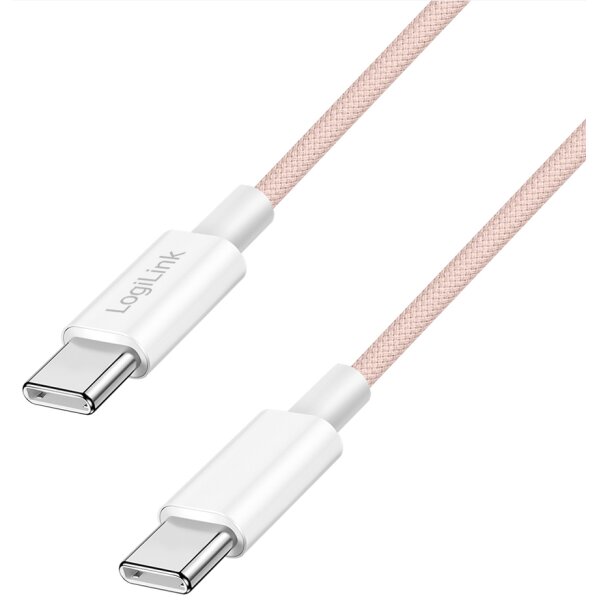 LogiLink C&acirc;ble USB 2.0, USB-C - USB-C, 1,5 m, rose